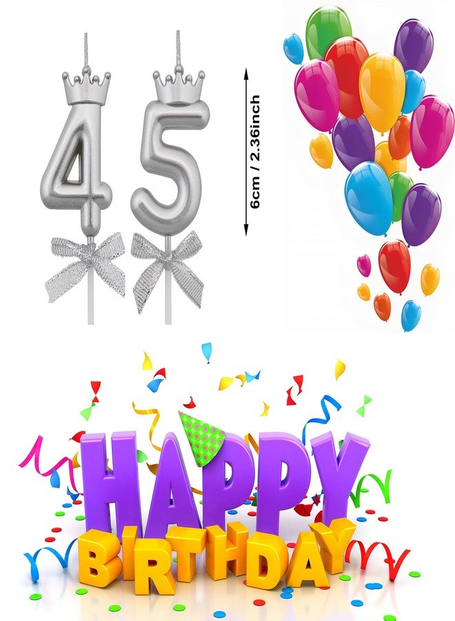 VSHILI 45 54 Birthday Candles, 45th 54th Cake Candles, Silver Happy Birthday Number 45 54 Candles Cake Topper Decorations for Party Men Women - Image 2
